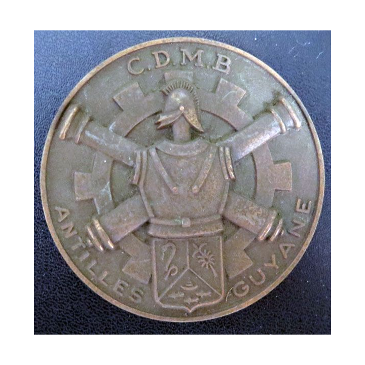 CDMB : plaque du CDMB Antilles Guyane en métal (bronze ?) de diamètre 74 mm