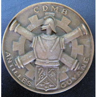 CDMB : plaque du CDMB Antilles Guyane en métal (bronze ?) de diamètre 74 mm