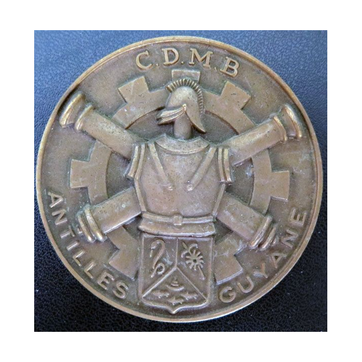 CDMB : plaque du CDMB Antilles Guyane en métal (bronze ?) de diamètre 74 mm