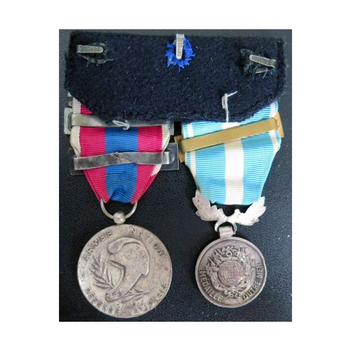 médaille d'outre mer agrafe Tchad défense nationale argent 3 agrafes
