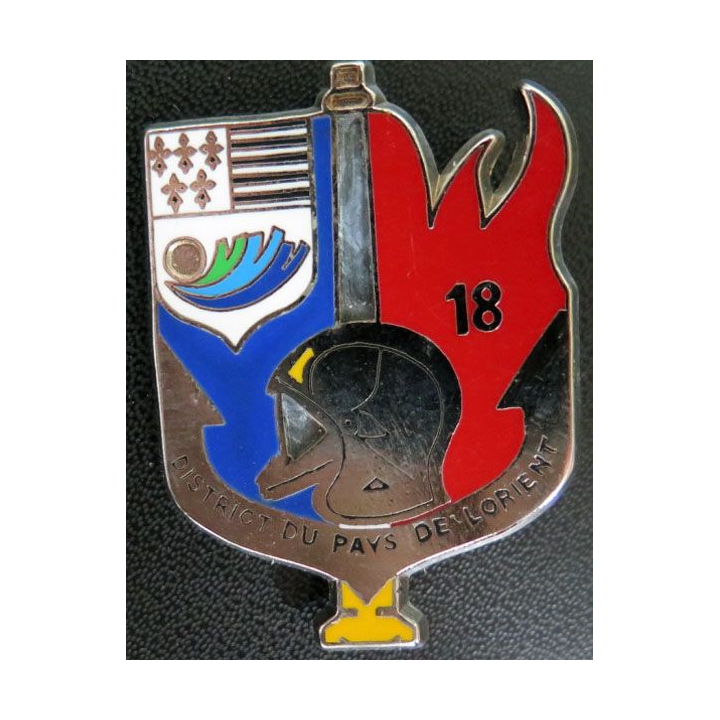 insigne métallique pompiers district du pays de Lorient Made in France