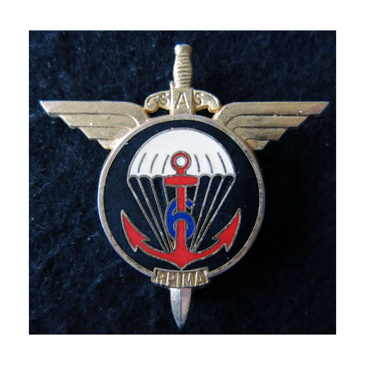 6° RPIMA : 6° régiment parachutiste d'infanterie de marine de fabrication Delsart Sens H. 721 en émail