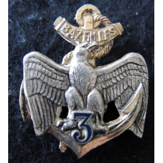 3° RIMA : Insigne du 3° Régiment d'Infanterie de Marine type 4 Drago Paris G. 2479