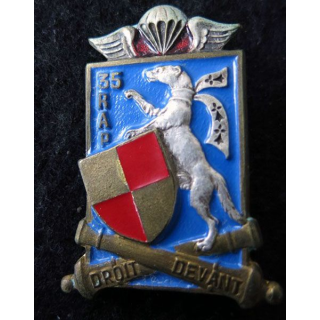 35° RAP : insigne du 35° régiment d'artillerie parachutiste de fabrication Drago Paris H. 547 peint
