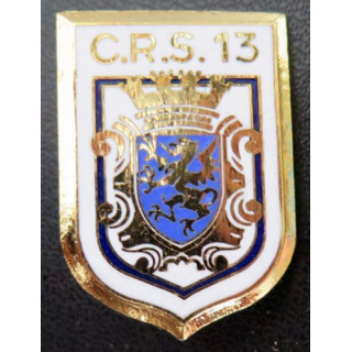 CRS 13 : insigne de la compagnie républicaine de sécurité n° 13 fabrication JMM Destrée 96