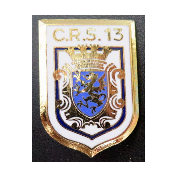 CRS 13 : insigne de la compagnie républicaine de sécurité n° 13 fabrication JMM Destrée 96
