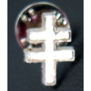 PIN'S : croix de Lorraine en métal argenté 1,5 cm de huteur
