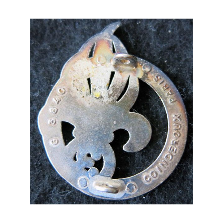 3° REI : Insigne béret du 3° régiment étranger d'infanterie fabrication Coinderoux G. 3840 argenté