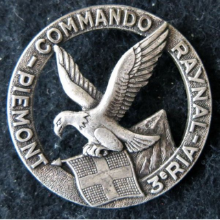3° RIA : Insigne béret du Commando Raynal du 3° régiment d'infanterie alpine de fabrication Drago Paris