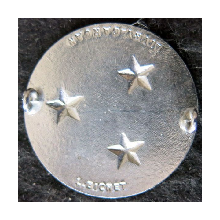 INSIGNE DE BÉRET : Insigne de béret  de général de division 3 étoiles argentées L. Bichet