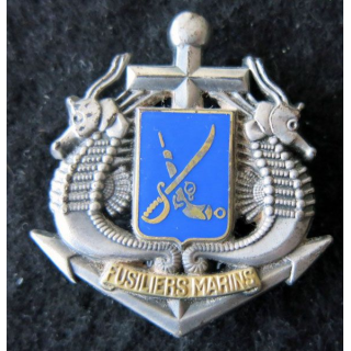 FUSILIERS MARINS : insigne béret des fusiliers marins de fabrication Balme Saumur 2 épingles