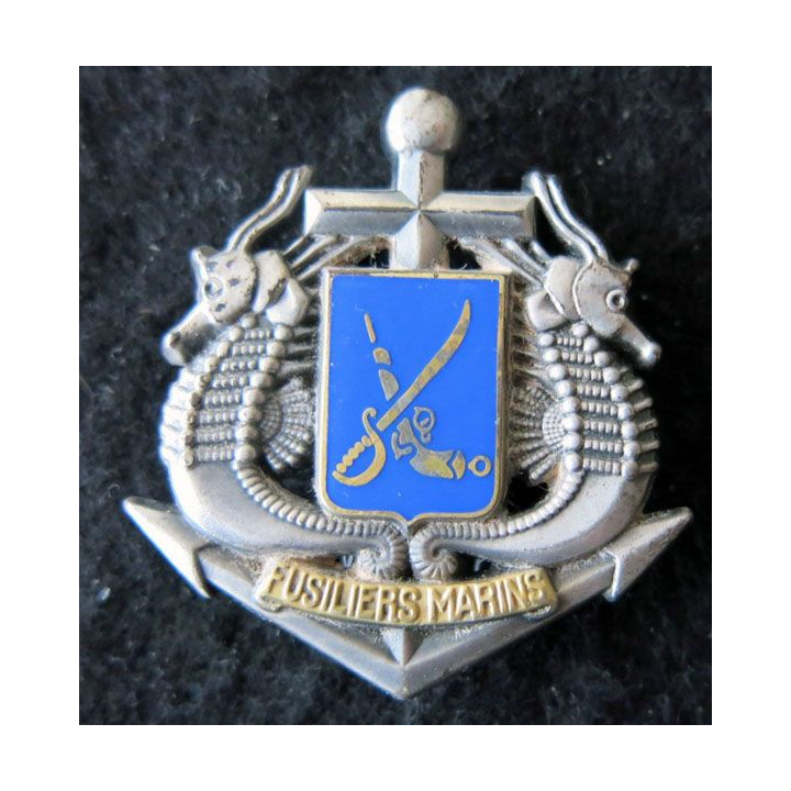FUSILIERS MARINS : insigne béret des fusiliers marins de fabrication Balme Saumur 2 épingles