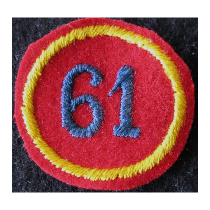 61° RA : insigne tissu de calot du 61° régiment d'Artillerie