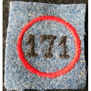 171° RI : insigne tissu de calot du 171° régiment d'infanterie en feutre bleu horizon