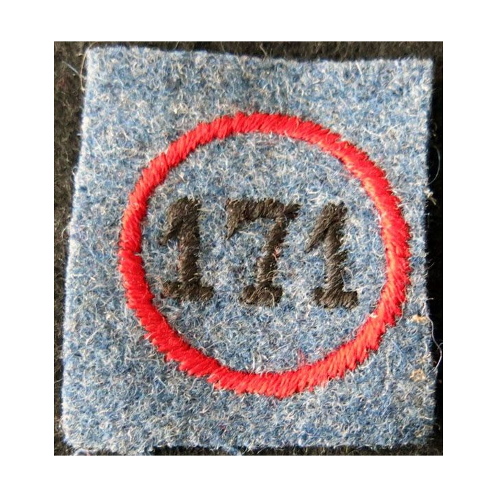 171° RI : insigne tissu de calot du 171° régiment d'infanterie en feutre bleu horizon