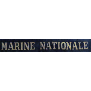 MARINE : bande de bachi de marin " MARINE NATIONALE " longueur 54 cm tissé