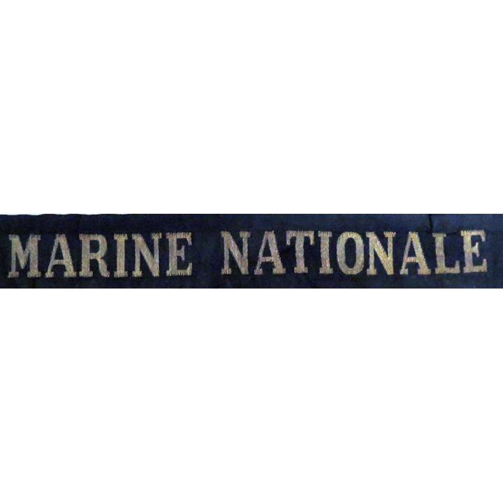 MARINE : bande de bachi de marin " MARINE NATIONALE " longueur 54 cm tissé