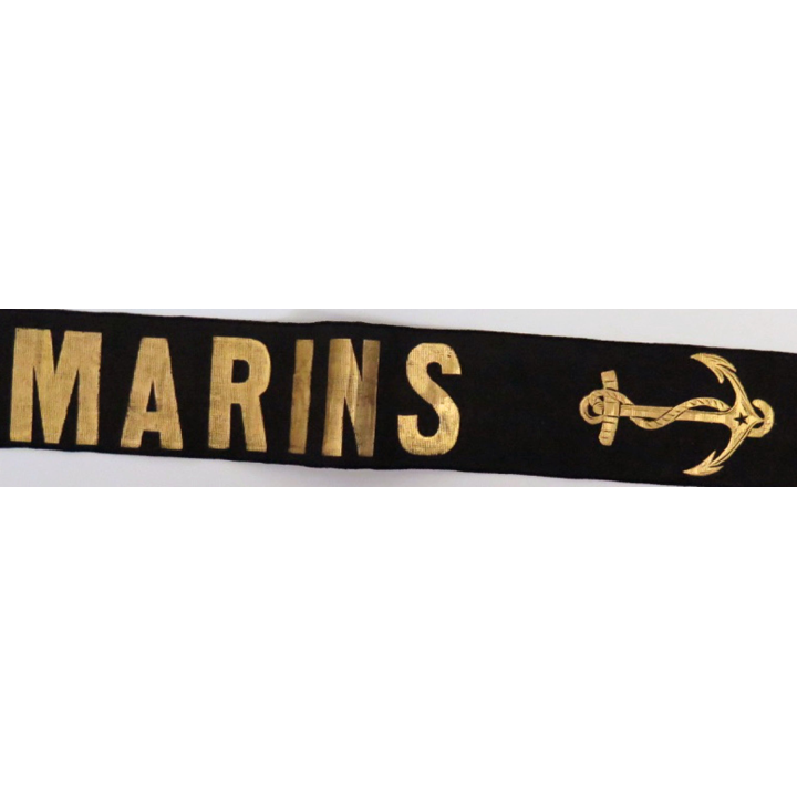 MARINE : bande de bachi de marin " CANONNIERS MARINS " longueur 60 cm