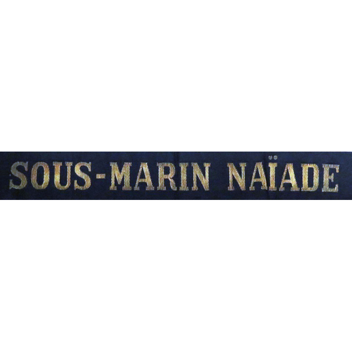 MARINE : bande de bachi de marin " SOUS-MARIN NAÏADE " longueur 63 cm tissé