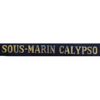 MARINE : bande de bachi de marin " SOUS-MARIN CALYPSO " longueur 63 cm tissé