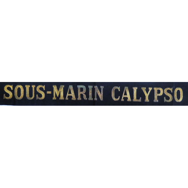 MARINE : bande de bachi de marin " SOUS-MARIN CALYPSO " longueur 63 cm tissé