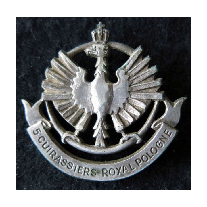 5° RC : Insigne de béret 46 mm du 5° régiment de cuirassiers en métal ABP EO