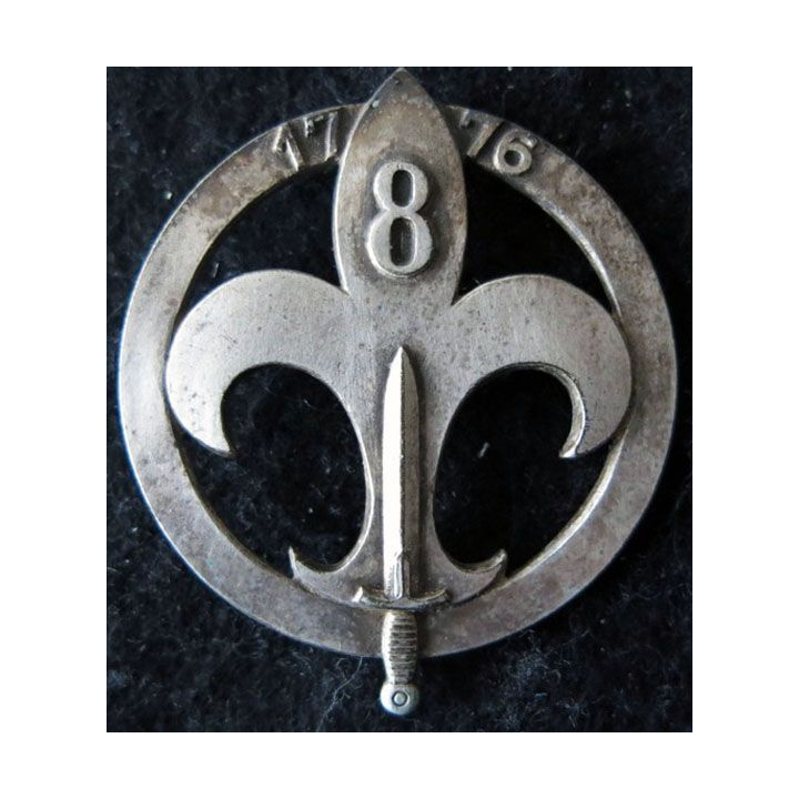 CDO 8° RIM : insigne de béret du commando du 8° régiment d'infanterie motorisé de fabrication Drago Paris