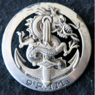 9° RIMA : Insigne de béret du commando PO 3 du 9° Régiment d'Infanterie de Marine Drago Paris