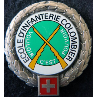 SUISSE : insigne de béret de l'école d'infanterie Colombier Suisse