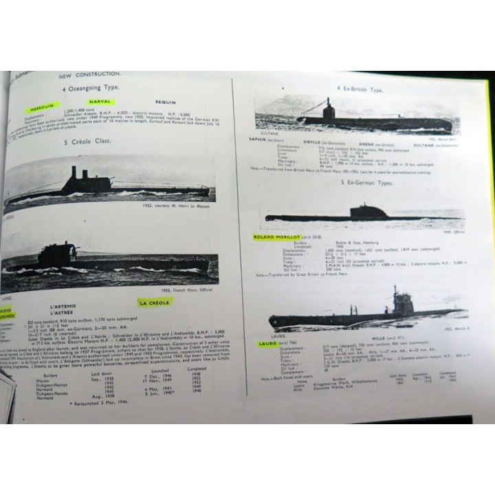 La Flotte française en 1952 extraits photocopiés de Jane's fighting ships