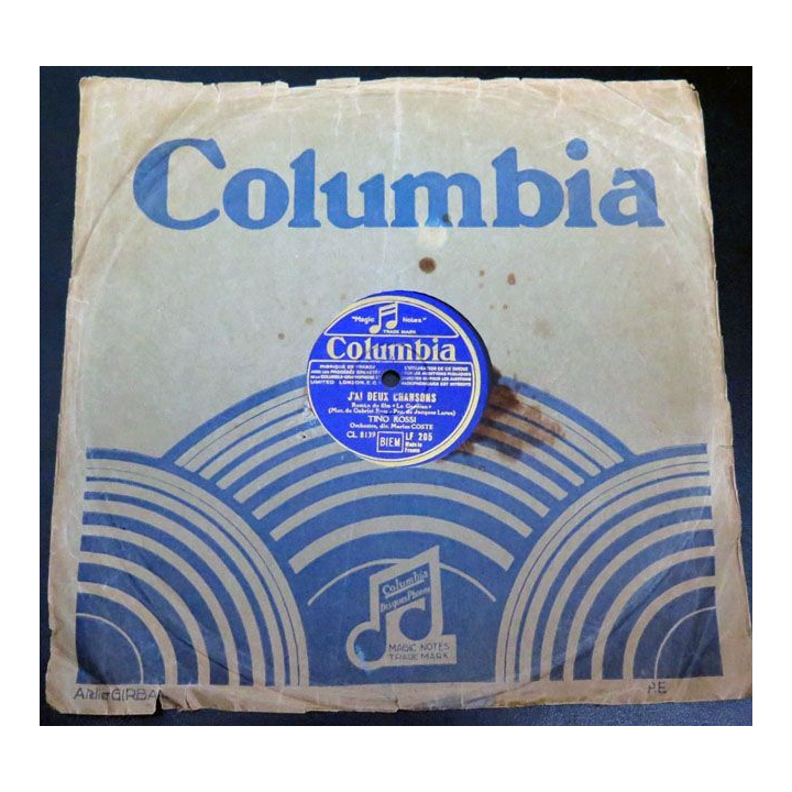 78 T Tino Rossi j'ai deux chansons la belle ouvrez moi donc Columbia 