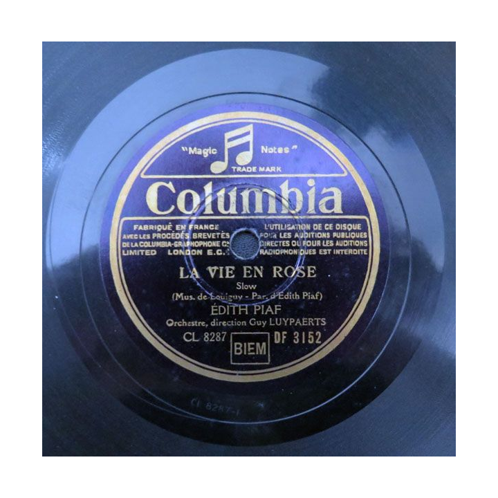 DISQUE 78 T Edith Piaf refrain courait dans rue vie en rose Columbia