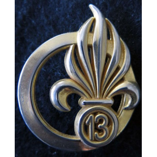 13° DBLE : insigne de béret de la 13° demi brigade de la Légion étrangère de fabrication Boussemart G. 3840