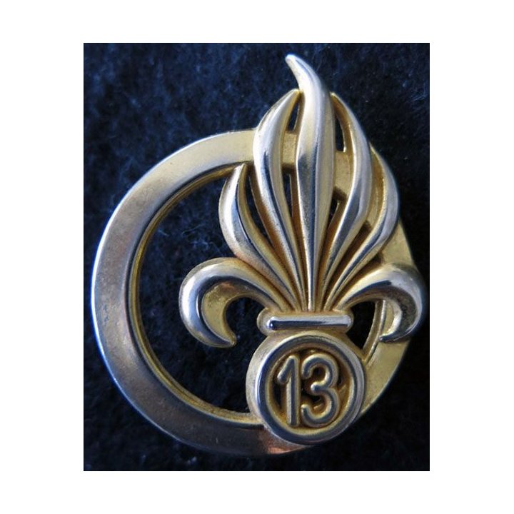 13° DBLE : insigne de béret de la 13° demi brigade de la Légion étrangère de fabrication Boussemart G. 3840