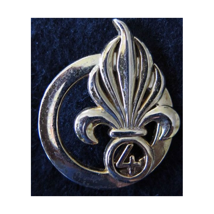 INSIGNE DE BÉRET 4° RE : insigne de béret du 4° régiment étranger de fabrication LR Paris G. 3840