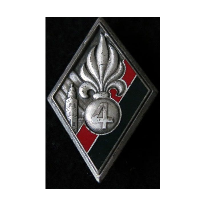 4° RE : insigne métallique du 4° régiment étranger fabrication Drago Paris G. 2816
