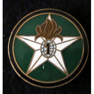 1° REI  : Insigne métallique de la compagnie montée du 1° Régiment étranger d'infanterie Drago Paris en émail retirage
