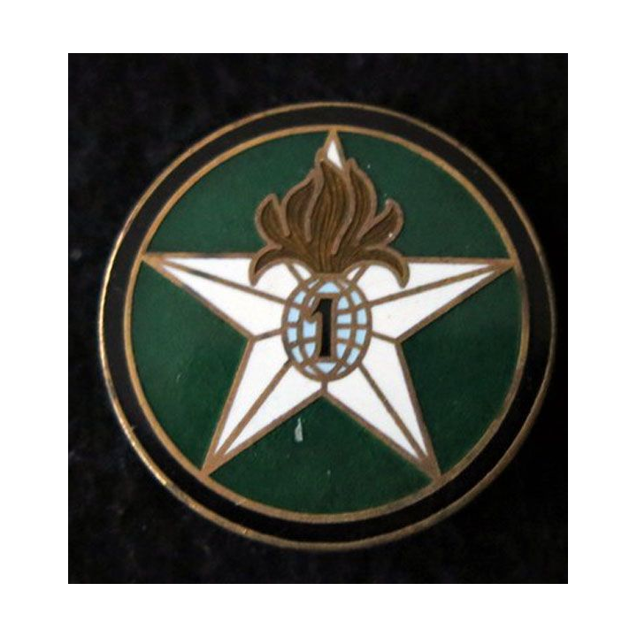 1° REI  : Insigne métallique de la compagnie montée du 1° Régiment étranger d'infanterie Drago Paris en émail retirage