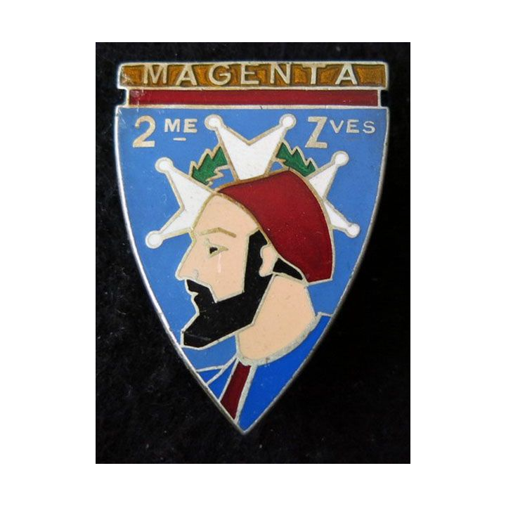 2° RZ : insigne métallique du 2° régiment de zouaves de fabrication Mourgeon Paris retirage résine