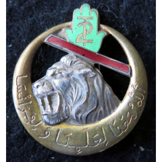 2° RTA : insigne métallique du 2° régiment de tirailleurs algériens type 2  Drago Béranger déposé en émail