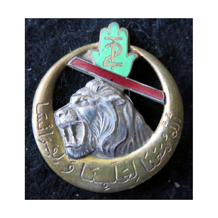 2° RTA : insigne métallique du 2° régiment de tirailleurs algériens type 2  Drago Béranger déposé en émail