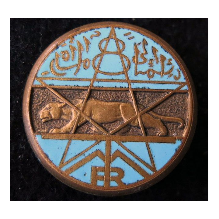 8° RTM : insigne métallique du 8° régiment de tirailleurs marocains fabrication Drago Béranger H. 140 en émail
