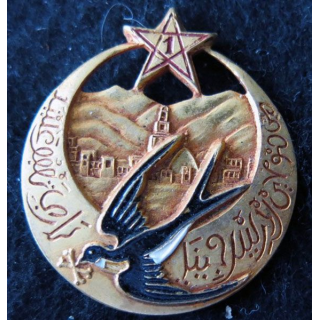 1° RTM : insigne métallique du 1° régiment de tirailleurs marocains type 4  Drago Béranger peint
