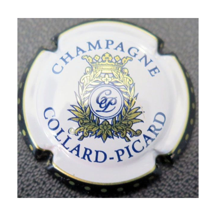 Capsule Muselet de champagne Collard-Picard n°8 contour noir fond blanc cassé