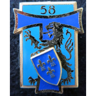 58° RT : insigne du 58° régiment des transmissions de fabrication Delsart Sens G. 1914