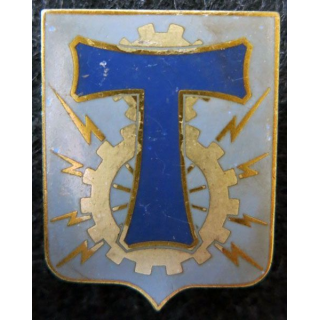 SMT : insigne métallique du service du matériel des Transmissions en émail de fabrication Drago Paris G. 1124