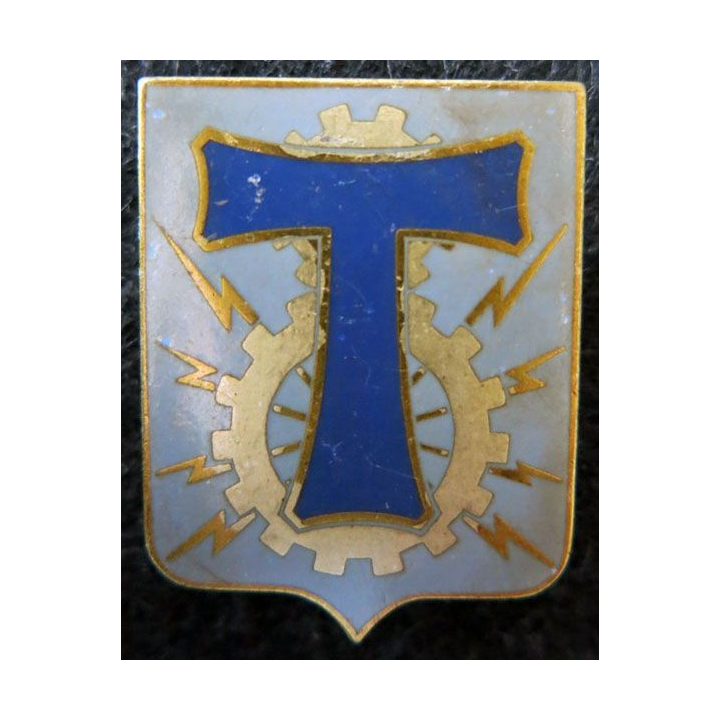 SMT : insigne métallique du service du matériel des Transmissions en émail de fabrication Drago Paris G. 1124
