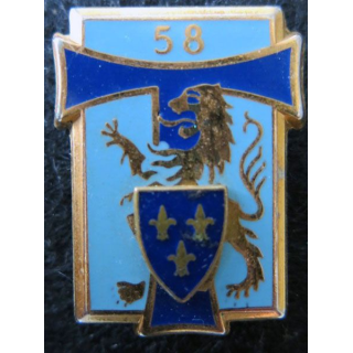 58° RT : insigne du 58° régiment des transmissions de fabrication Fraisse Paris G. 1914