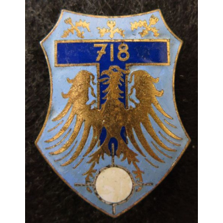 718° CT : insigne métallique de la 718° compagnie de transmissions de fabrication Drago Paris G. 2088  en émail