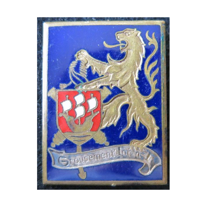 GI 1 : Insigne métallique du Groupement d'infanterie  N° 1 Drago Béranger en émail